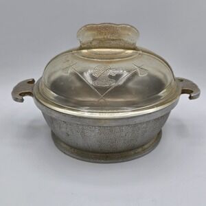 Guardian Service Cookware 7 x 2.5" Round Casserole Aluminum Dish w Glass Lid Vtg